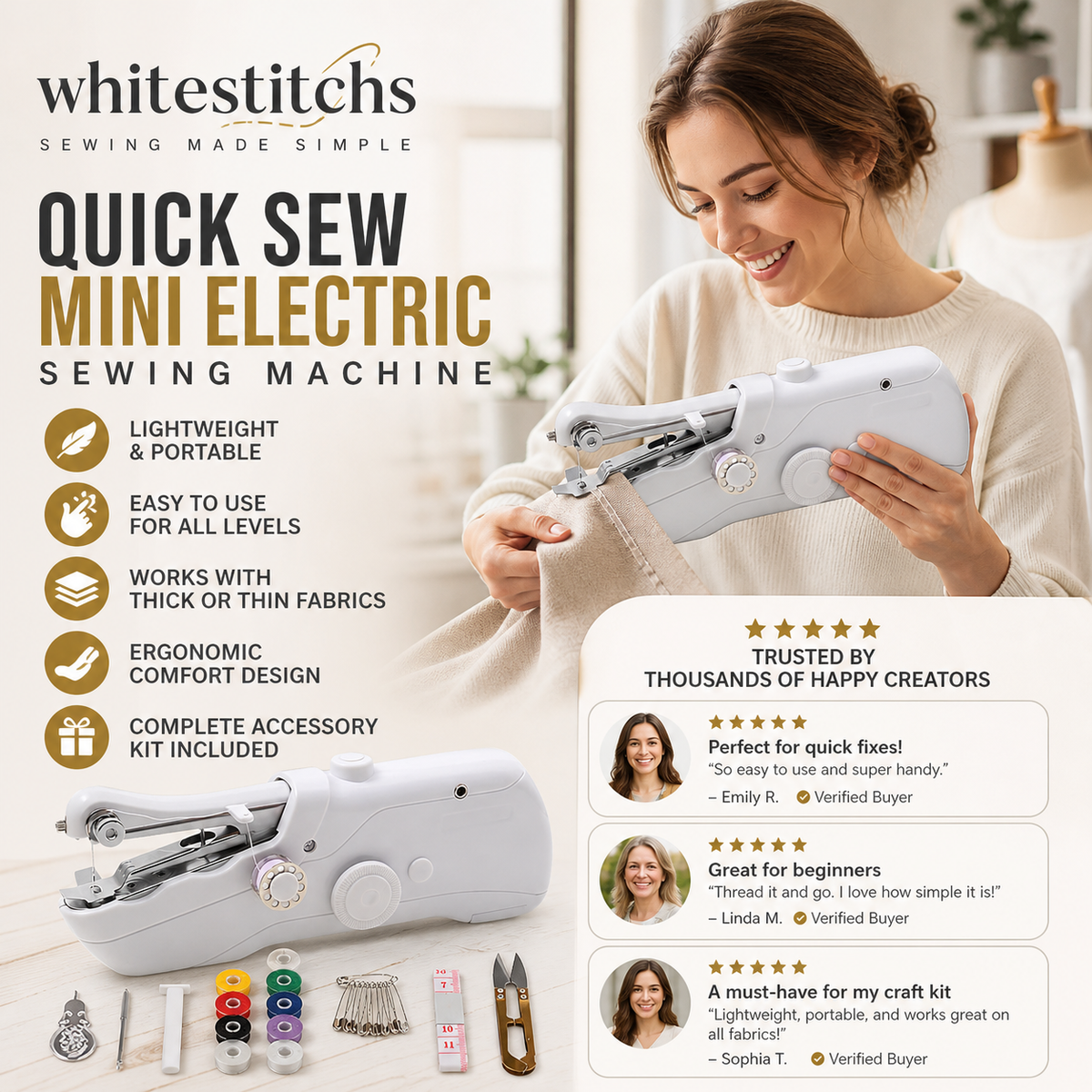 🔥PROMOTION EXCEPTIONNELLE : 50% DE RÉDUCTION !🧵 Mini machine à coudre électrique – Légère, portable et facile à utiliser ! ✨