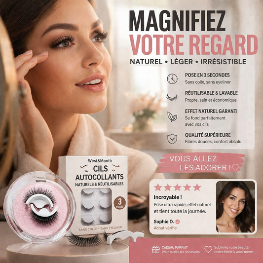 💦 PROMO LIMITÉE 50% DE RÉDUCTION ! ✨ Faux Cils Auto-Adhésifs Imperméables – Sans Colle, Regard Agrandi en 3 Secondes 👁️