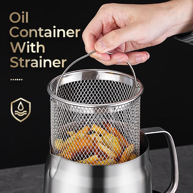 📢📢50 % DE RÉDUCTION !!! ✨Récipient Filtre à Huile Polyvalent - Grande Capacité - Acier Inoxydable 304🍟