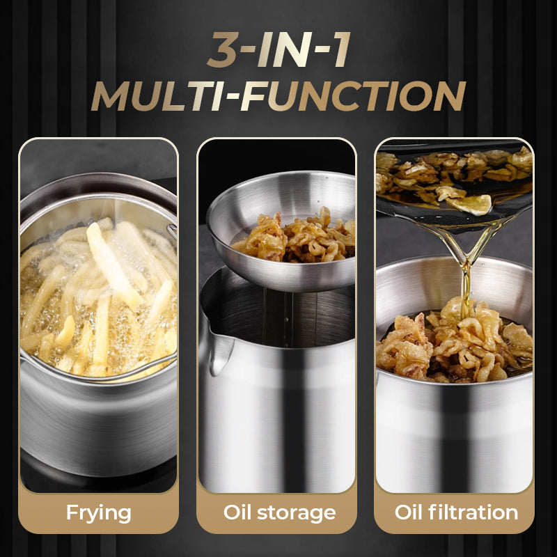 📢📢50 % DE RÉDUCTION !!! ✨Récipient Filtre à Huile Polyvalent - Grande Capacité - Acier Inoxydable 304🍟