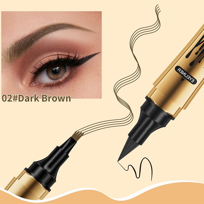 Stylo Duo 2-en-1 Sourcils et Eyeliner Waterproof à 4 Pointes