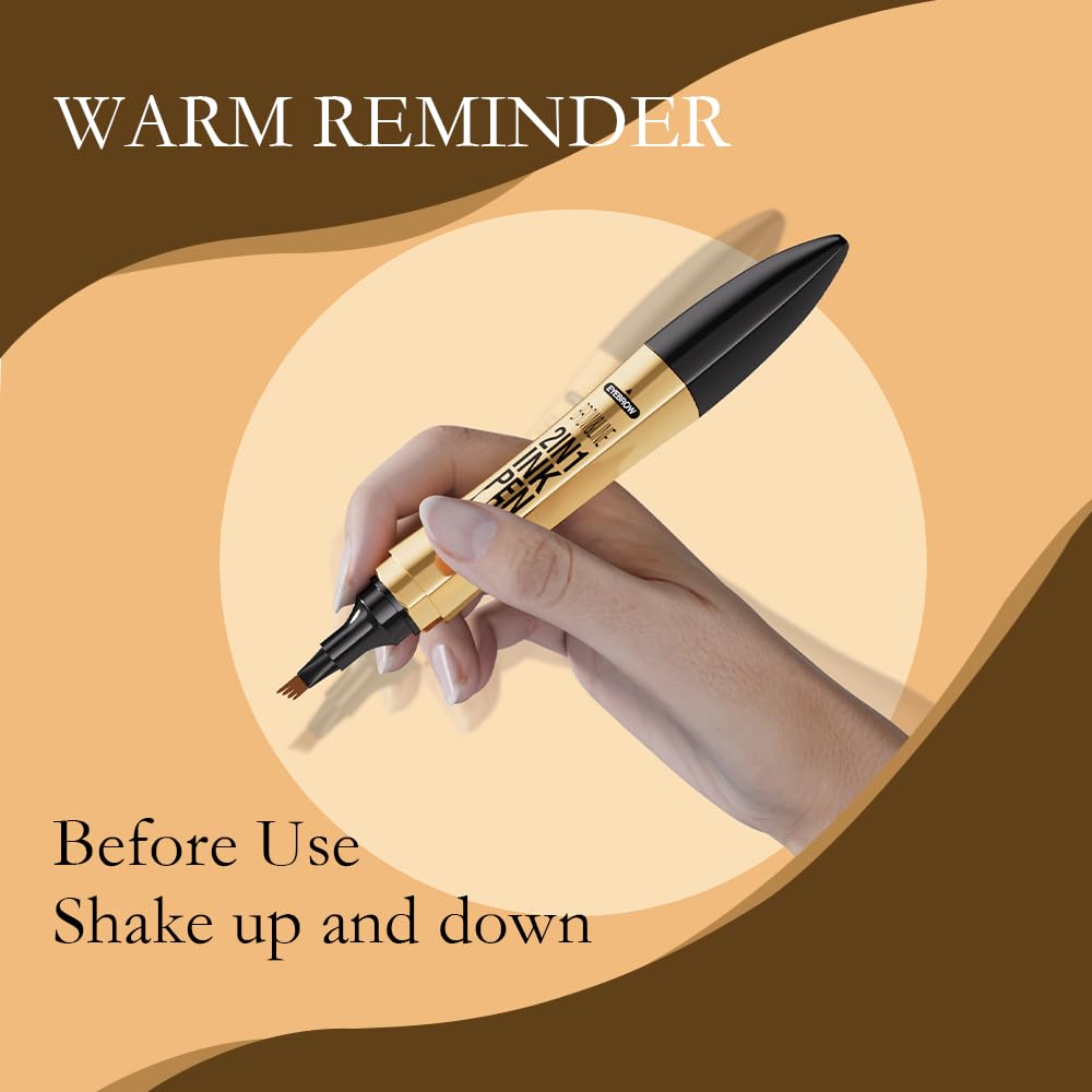 Stylo Duo 2-en-1 Sourcils et Eyeliner Waterproof à 4 Pointes