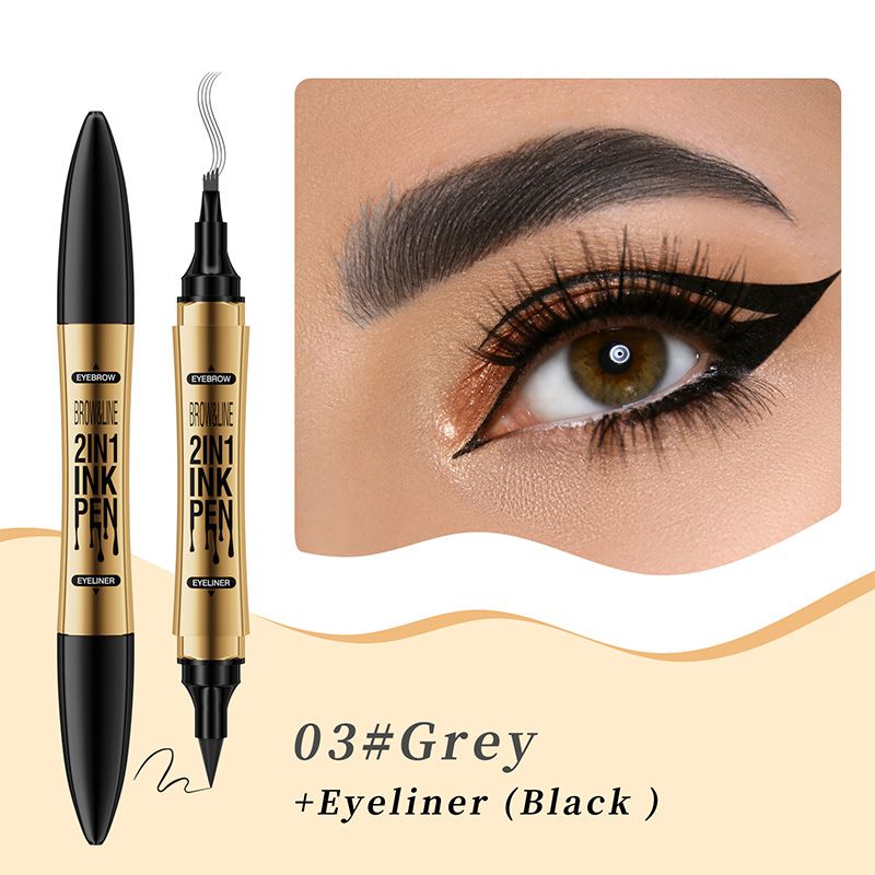 Stylo Duo 2-en-1 Sourcils et Eyeliner Waterproof à 4 Pointes