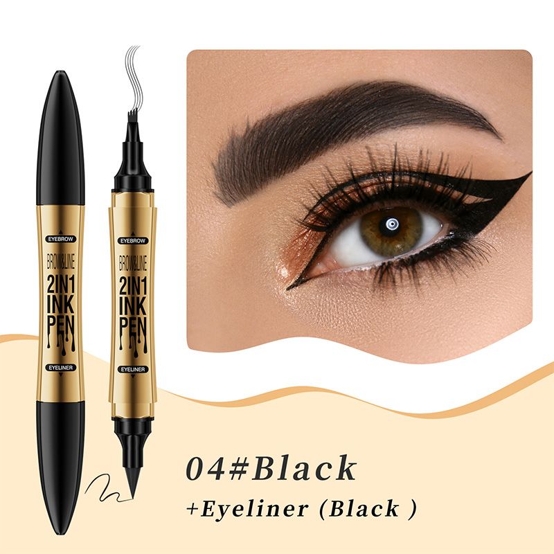 Stylo Duo 2-en-1 Sourcils et Eyeliner Waterproof à 4 Pointes