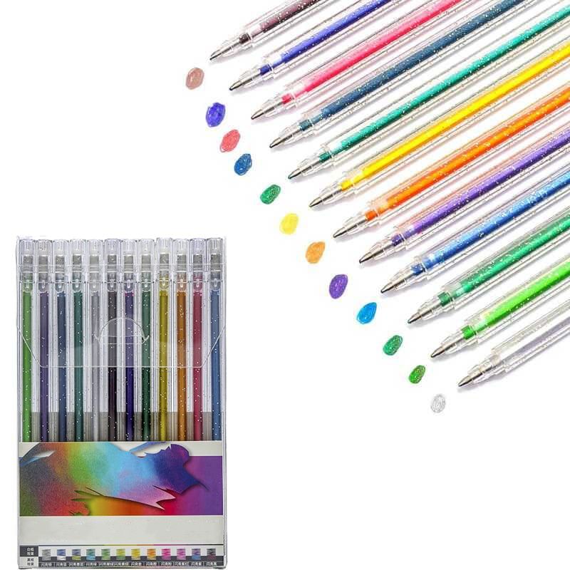 ✨ Stylos Gel Pailletés — Encre Fluide & Durable, Pointe Fine, Paillettes Biodégradables, Coffrets 8, 12 ou 18 Couleurs 🎨