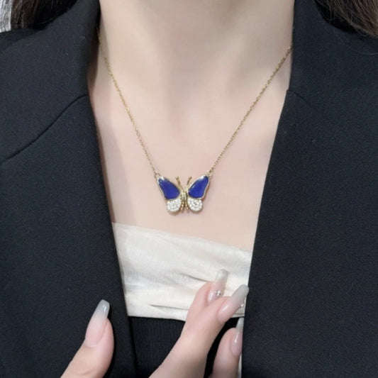 Collier Papillon en Gemmes à Dégradé Magnétique