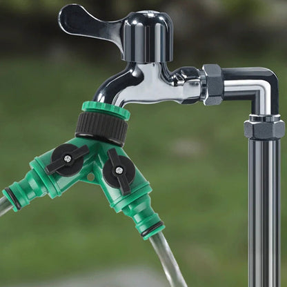 🚰 2 ACHETÉS = 1 OFFERT ! 🔥 Répartiteur de robinet à deux jets – Construction en laiton, étanche et compatible avec les tuyaux d'arrosage standard – idéal pour le jardin, la machine à laver ou l'arrosage simultané de deux appareils 🌿