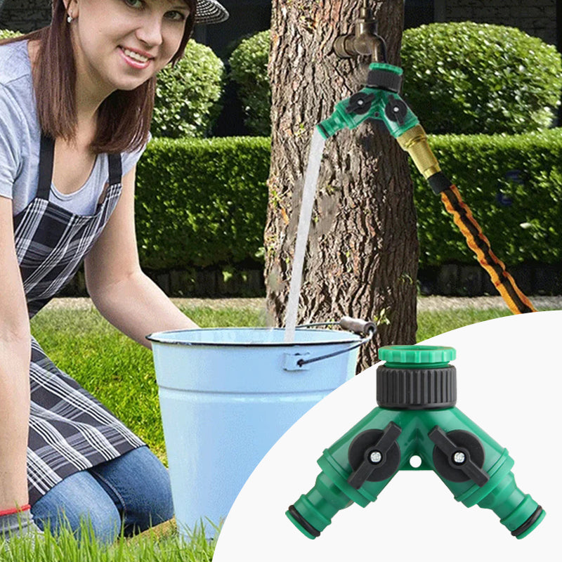 🚰 2 ACHETÉS = 1 OFFERT ! 🔥 Répartiteur de robinet à deux jets – Construction en laiton, étanche et compatible avec les tuyaux d'arrosage standard – idéal pour le jardin, la machine à laver ou l'arrosage simultané de deux appareils 🌿