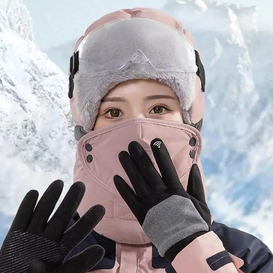Bonnet chaud et coupe-vent pour femmes avec masque facial