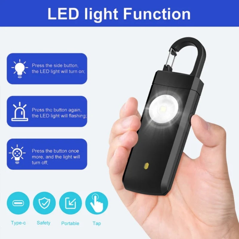 Alarme de sécurité d’urgence avec sirène forte de 130 dB et flash lumineux