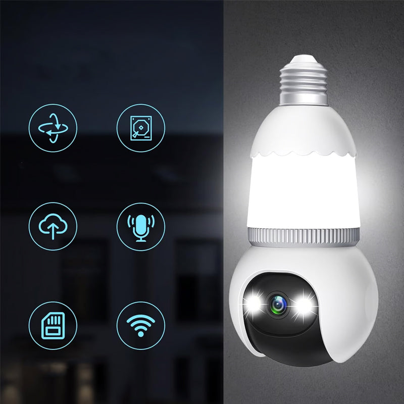 ✨Surveillance intelligente à 360° : caméra sans fil HD intégrée à une ampoule, contrôlable via une application et dotée d'une vision nocturne en couleur