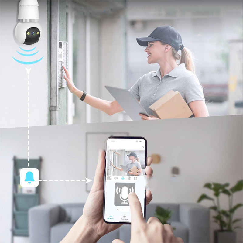 ✨Surveillance intelligente à 360° : caméra sans fil HD intégrée à une ampoule, contrôlable via une application et dotée d'une vision nocturne en couleur