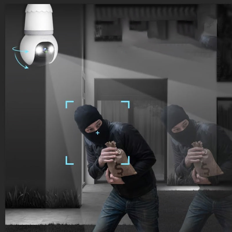 ✨Surveillance intelligente à 360° : caméra sans fil HD intégrée à une ampoule, contrôlable via une application et dotée d'une vision nocturne en couleur