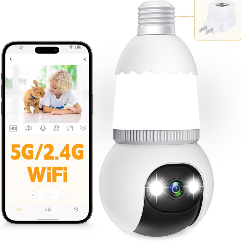 ✨Surveillance intelligente à 360° : caméra sans fil HD intégrée à une ampoule, contrôlable via une application et dotée d'une vision nocturne en couleur