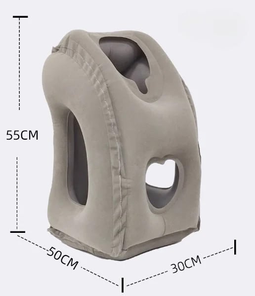✈️💤 PROMO FLASH : 50% DE RÉDUCTION ! Coussin de Voyage Gonflable Ergonomique 45° – Soutien Nuque & Buste, Ouvertures Bras/Visage, Valve Grand Débit, 330 g for Dormir Enfin en Avion, Train ou Bureau ✨