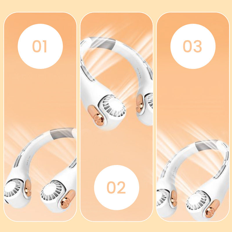 🍃 Ventilateur de cou – Ultra-silencieux, rotation à 360°, 3 vitesses. Rafraîchissement mains libres, longue autonomie. Indispensable en été !