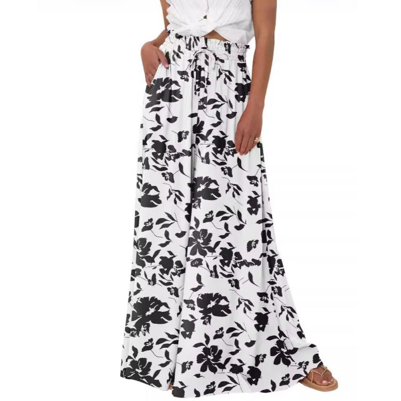 💖Nouveautés : soldes exceptionnelles, 50 % de réduction💕Pantalon large à taille haute à imprimé floral🌺