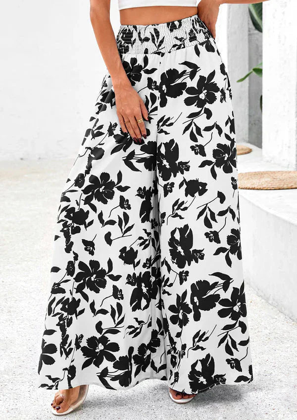 💖Nouveautés : soldes exceptionnelles, 50 % de réduction💕Pantalon large à taille haute à imprimé floral🌺