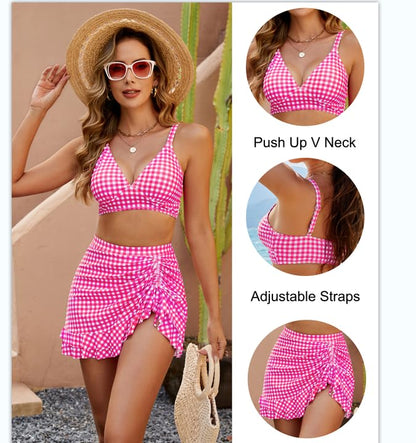 👙2025 Nouveau Type 49% DE RÉDUCTION💥Ensembles de bikinis taille haute Femmes Contrôle de l'abdomen Gingham