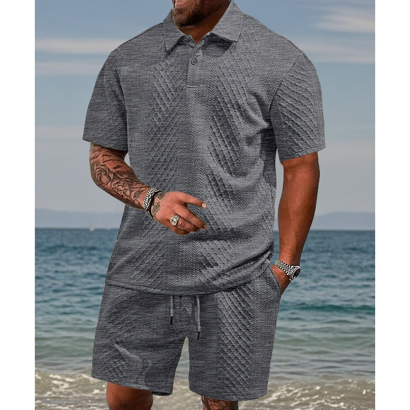 💎 VENTE FLASH -50% sur l'Ensemble 2 Pièces pour Homme ! 💎 Chemise à Motif Losange & Short à Cordon pour un Style Frais et Élégant✨