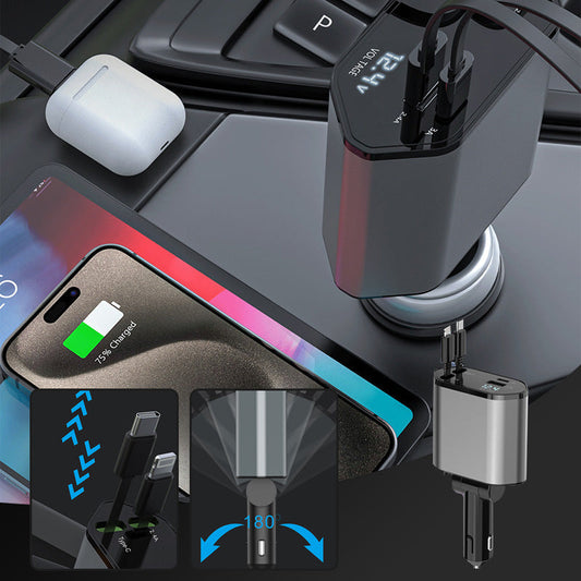 Chargeur rapide 4 en 1 et chargeur de voiture rétractable