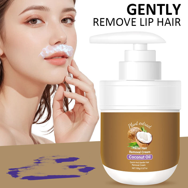 🥥 PROMO LIMITÉE 50% DE RÉDUCTION ! ✨ Crème Dépilatoire Visage Noix de Coco – Douce, Efficace, 100% Végétale 🌿