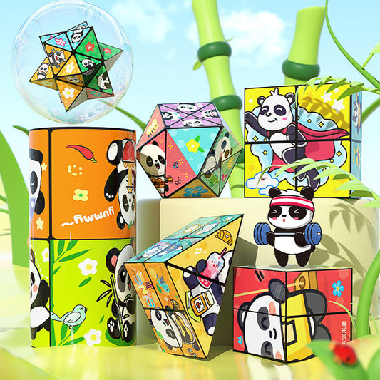 🔥Livraison gratuite dans tout le centre commercial🔥🔥 50 % DE RÉDUCTION – Cube magique panda pliable créatif pour enfants 🐼✨