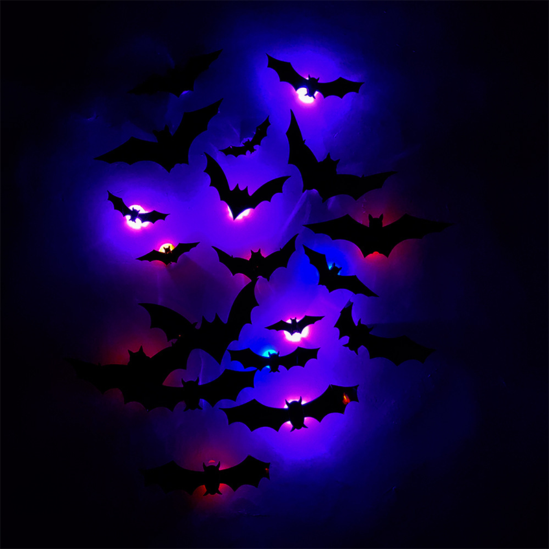 🦇50 % DE RÉDUCTION POUR UNE DURÉE LIMITÉE ! ⏰Décoration murale LED chauve-souris 3D pour Halloween 🦇