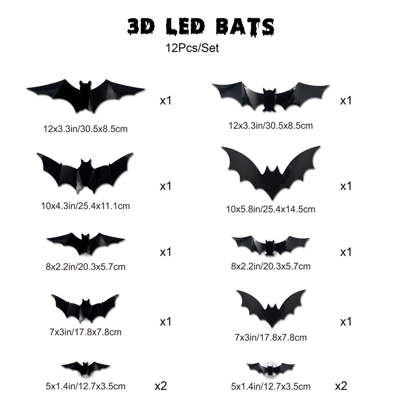 🦇50 % DE RÉDUCTION POUR UNE DURÉE LIMITÉE ! ⏰Décoration murale LED chauve-souris 3D pour Halloween 🦇