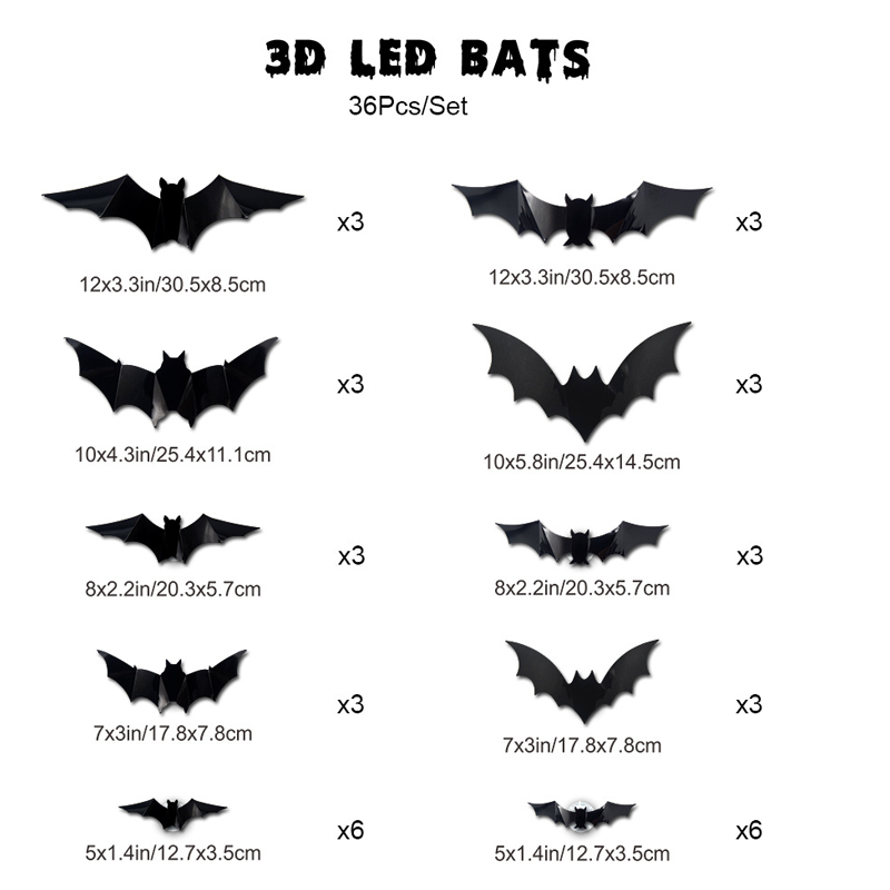 🦇50 % DE RÉDUCTION POUR UNE DURÉE LIMITÉE ! ⏰Décoration murale LED chauve-souris 3D pour Halloween 🦇