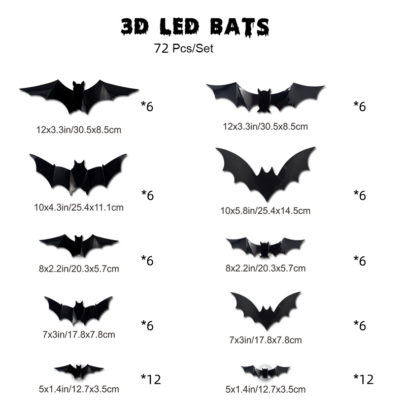 🦇50 % DE RÉDUCTION POUR UNE DURÉE LIMITÉE ! ⏰Décoration murale LED chauve-souris 3D pour Halloween 🦇