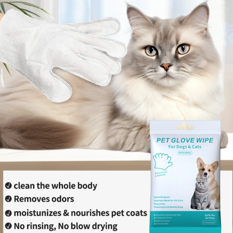 🔥Dernier jour de soldes 49% OFF🔥Gants shampooing sans rinçage pour chiens – Lingettes hypoallergéniques pour le bain des animaux, 6 packs