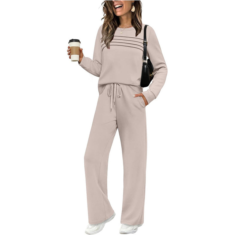 📢📢 50% de réduction !! ⏰ Ensemble Femme Confort – Haut ras du cou + pantalon à cordon ajustable 👕👖 | Doux, respirant & ultra-polyvalent ✨
