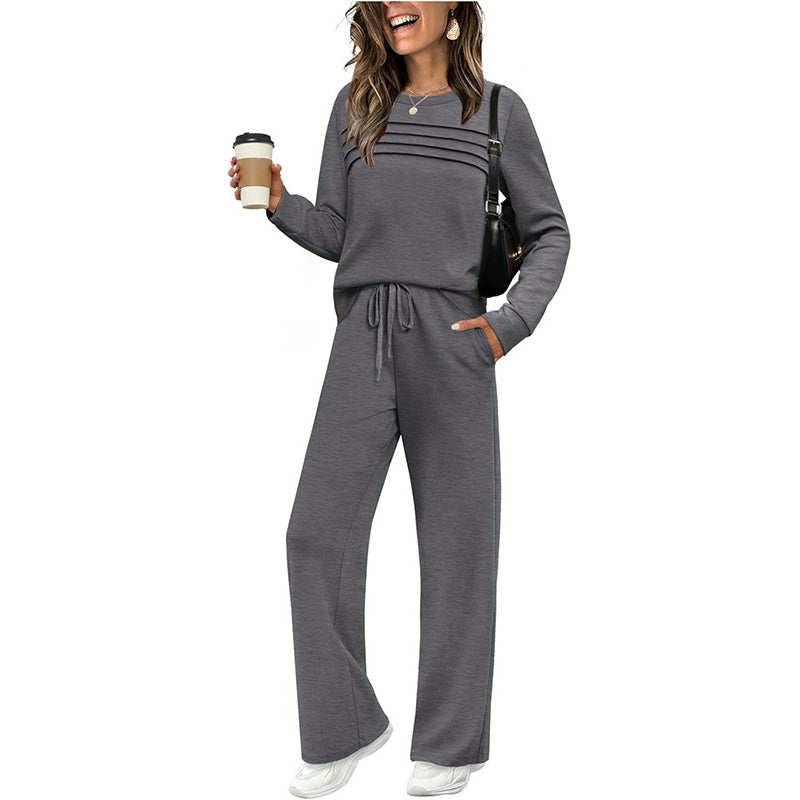 📢📢 50% de réduction !! ⏰ Ensemble Femme Confort – Haut ras du cou + pantalon à cordon ajustable 👕👖 | Doux, respirant & ultra-polyvalent ✨