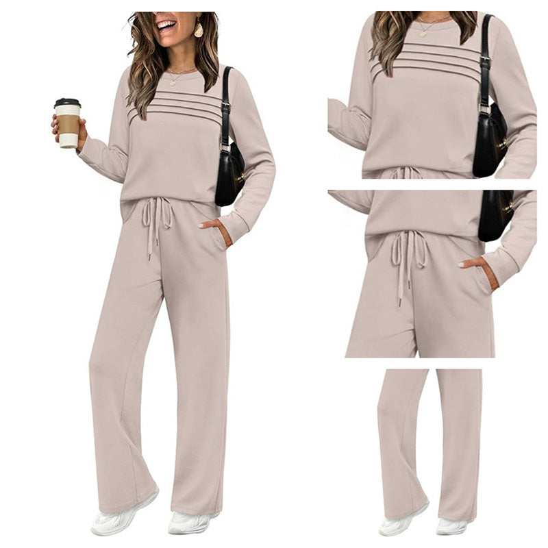 📢📢 50% de réduction !! ⏰ Ensemble Femme Confort – Haut ras du cou + pantalon à cordon ajustable 👕👖 | Doux, respirant & ultra-polyvalent ✨