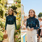 Haut élégant en maille fleurie pour femme