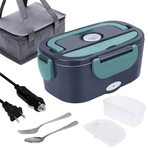 🍱 50% DE RÉDUCTION ! ⚡ Ensemble Boîte à Lunch 2-en-1 – Acier Inoxydable & Plastique – 60W Double Tension & 1,5L for Repas Chauds