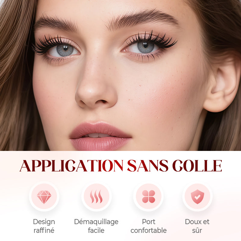 Ensemble de Faux-cils Naturels Fins Auto-adhésifs en Touffes