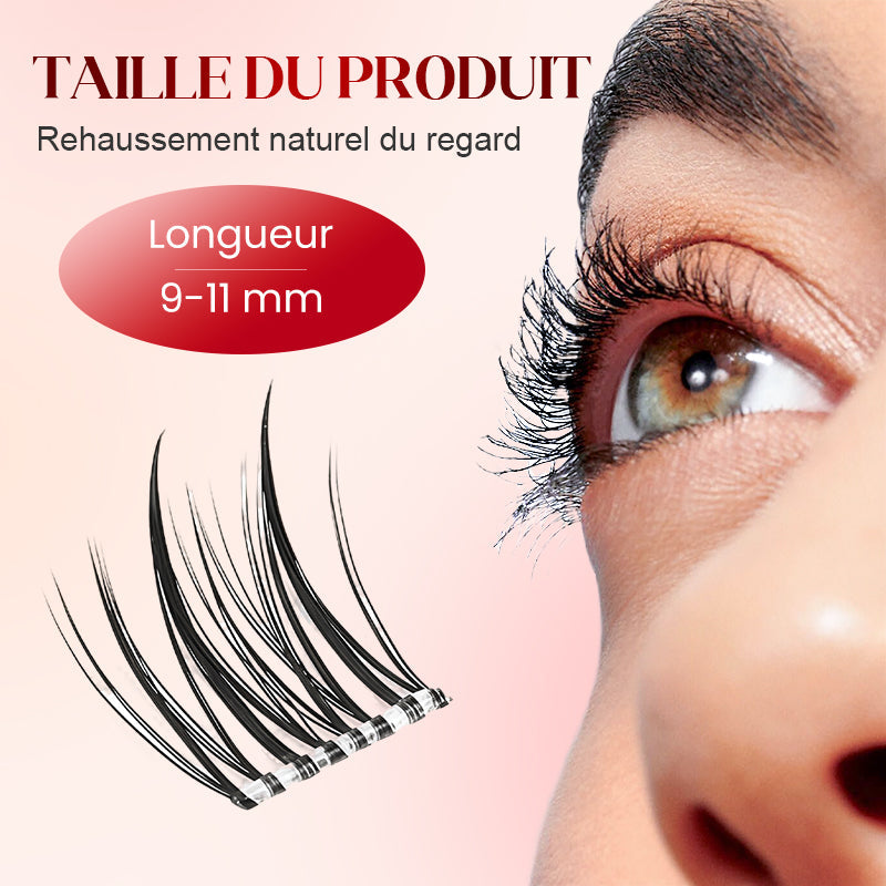Ensemble de Faux-cils Naturels Fins Auto-adhésifs en Touffes