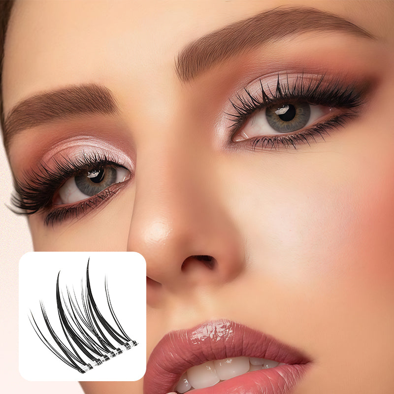 Ensemble de Faux-cils Naturels Fins Auto-adhésifs en Touffes