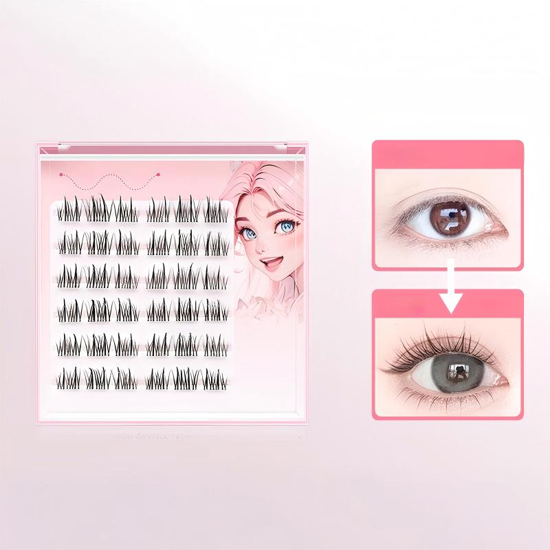 Ensemble de Faux-cils Naturels Fins Auto-adhésifs en Touffes