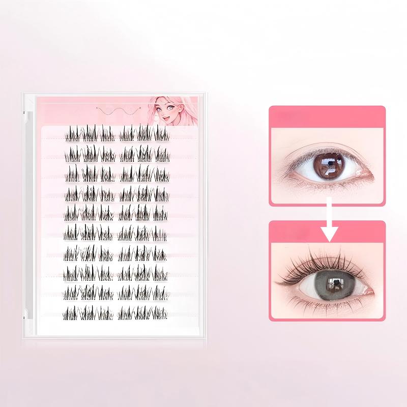 Ensemble de Faux-cils Naturels Fins Auto-adhésifs en Touffes