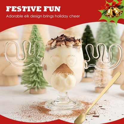 Tasse en verre unique en forme d'élan pour un Noël joyeux