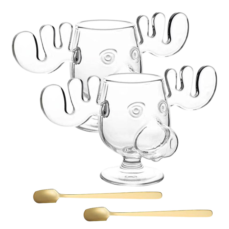 Tasse en verre unique en forme d'élan pour un Noël joyeux