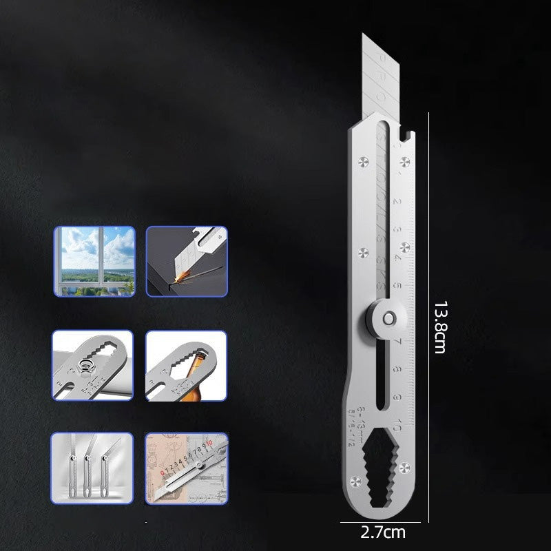 🔧 50 % de réduction ! Couteau utilitaire multifonction avec lame cassable – Grattoir, règle, clé & ouvre-bouteille en un seul outil compact ! ✨