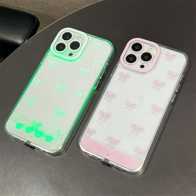 📱Coque de téléphone LED best-seller : notifications d’appel lumineuses, antichoc, design nœud papillon, découpes précises, TPU souple, pour iPhone