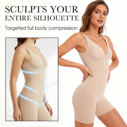 Body Sculptant pour Femme Sans Coutures à Fermeture Éclair Avant avec Contrôle du Ventre
