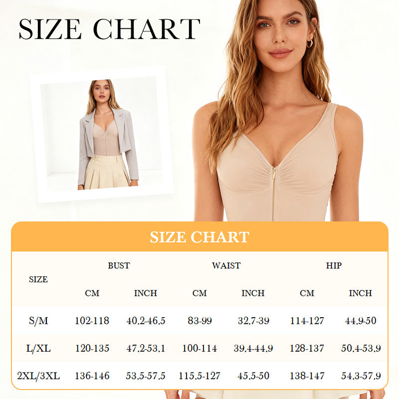 Body Sculptant pour Femme Sans Coutures à Fermeture Éclair Avant avec Contrôle du Ventre