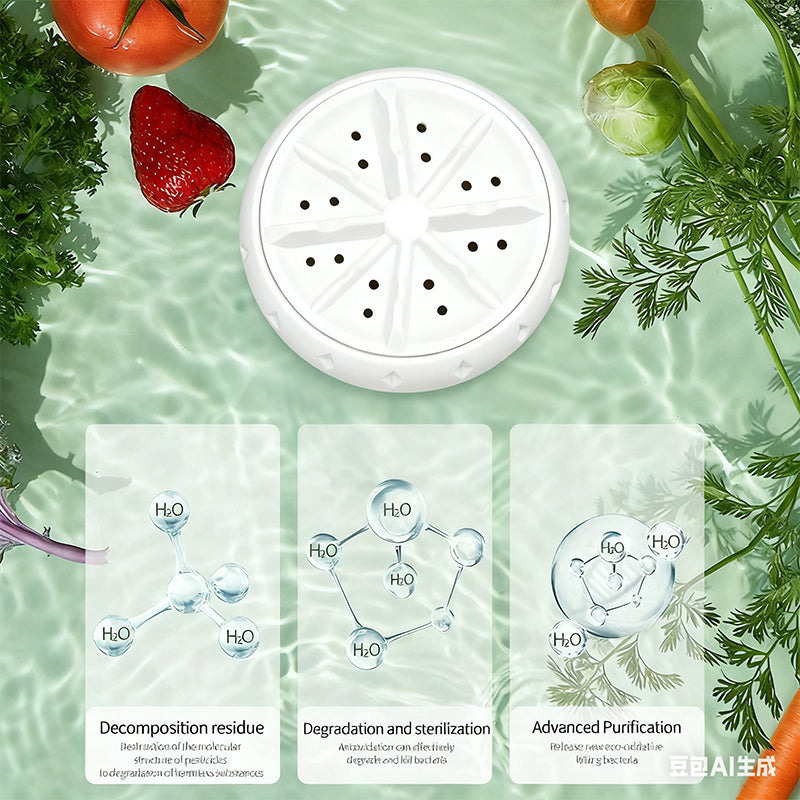 🍓 50% de réduction! 🥬 Lave-Fruits & Légumes Portable – Nettoyage Vortex, Sans Produits Chimiques & Élimine les Pesticides 💧