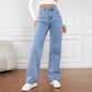 Jean délavé taille haute pour femme, pantalon en Denim polyvalent, jambe droite, Style décontracté